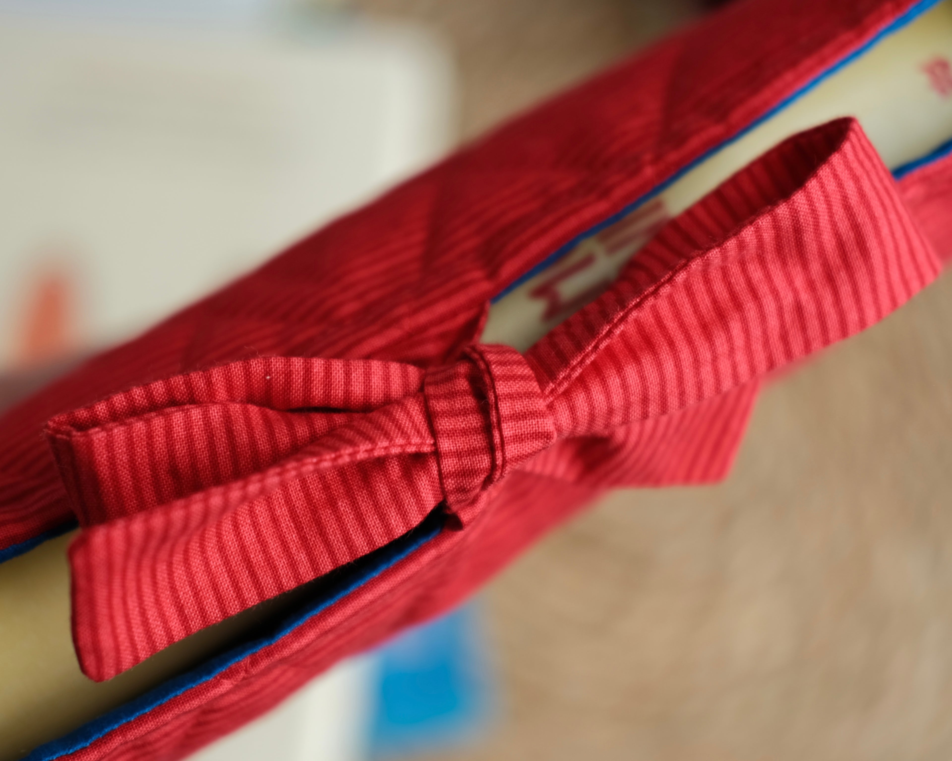 Red lined book sleeve (blue inside)