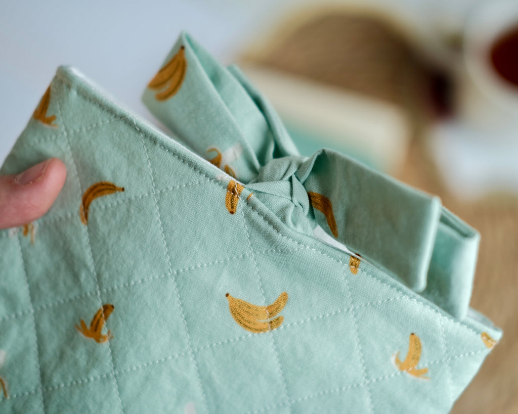 Pochette pour liseuse turquoise bananes (Kobo Libra Colour)
