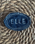 Pronoun pin ELLE, denim offcut