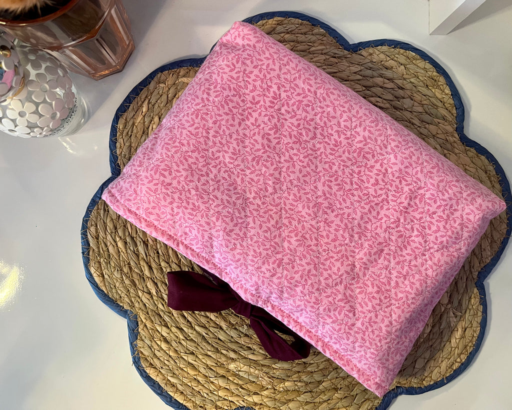 Pink and burgundy book sleeve