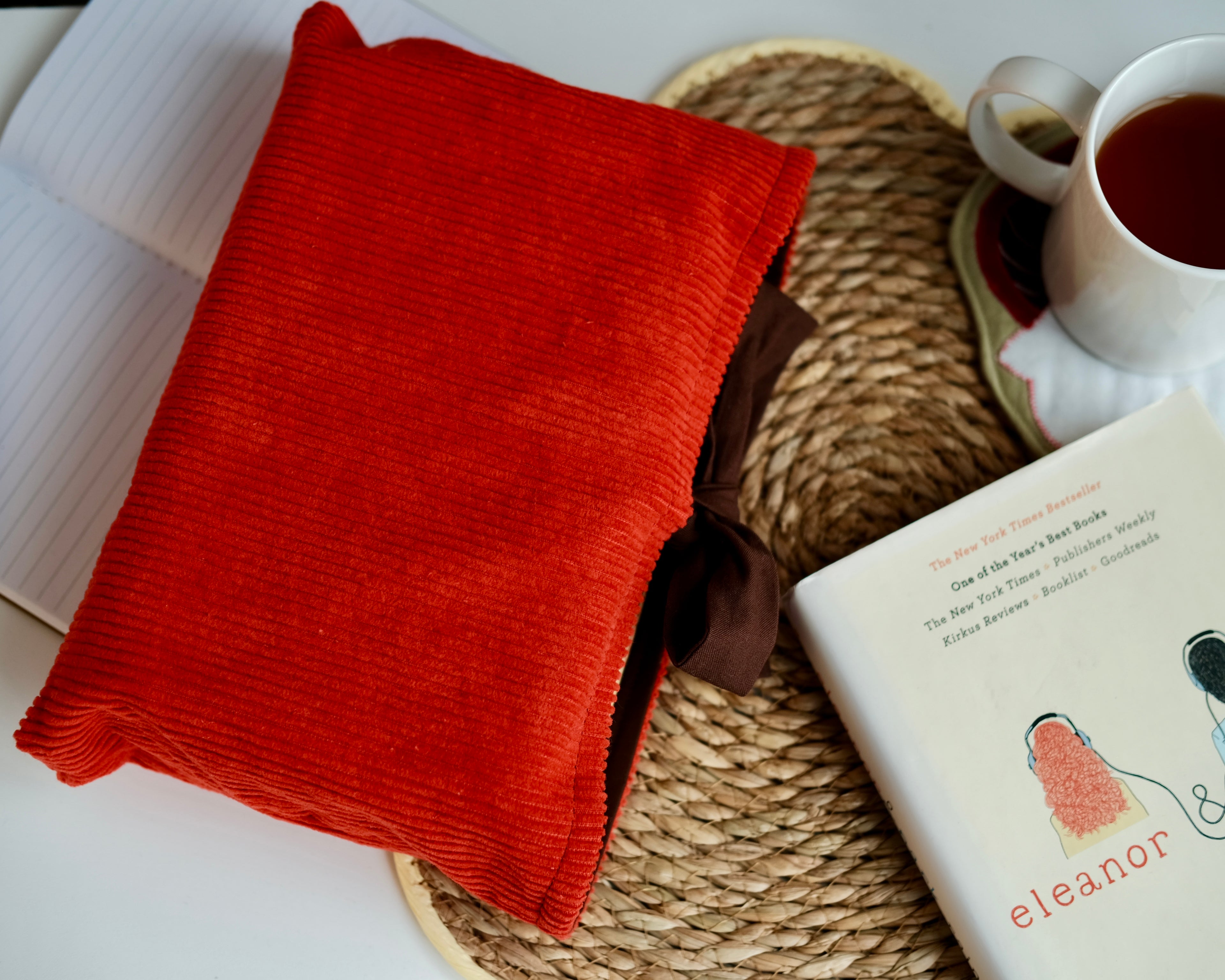 Upcycled orange curduroy book sleeve (extra large)