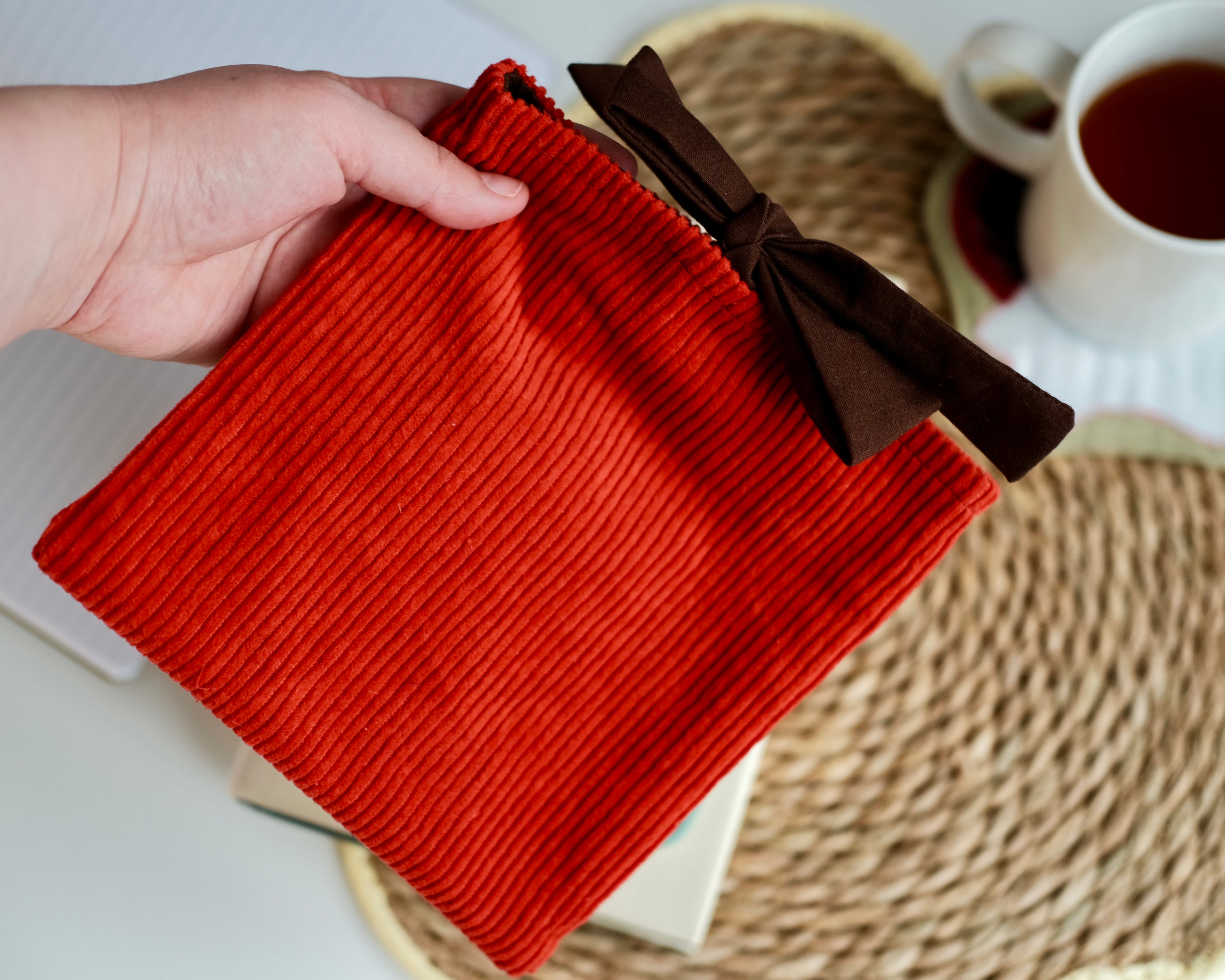 Orange Corduroy Upcycled e-reader sleeve (Kobo Libra Colour)
