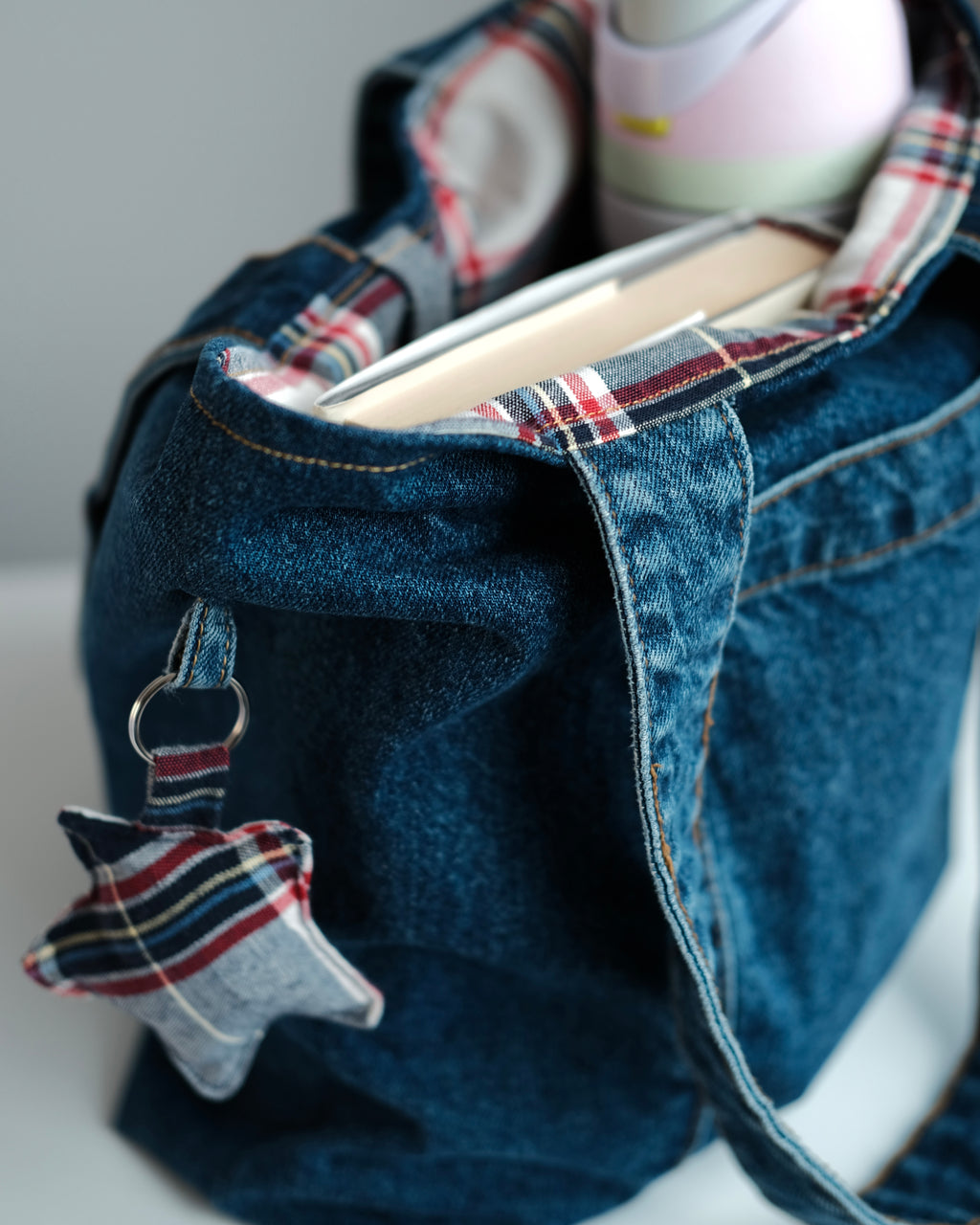 Upcycled denim handbag + star charm