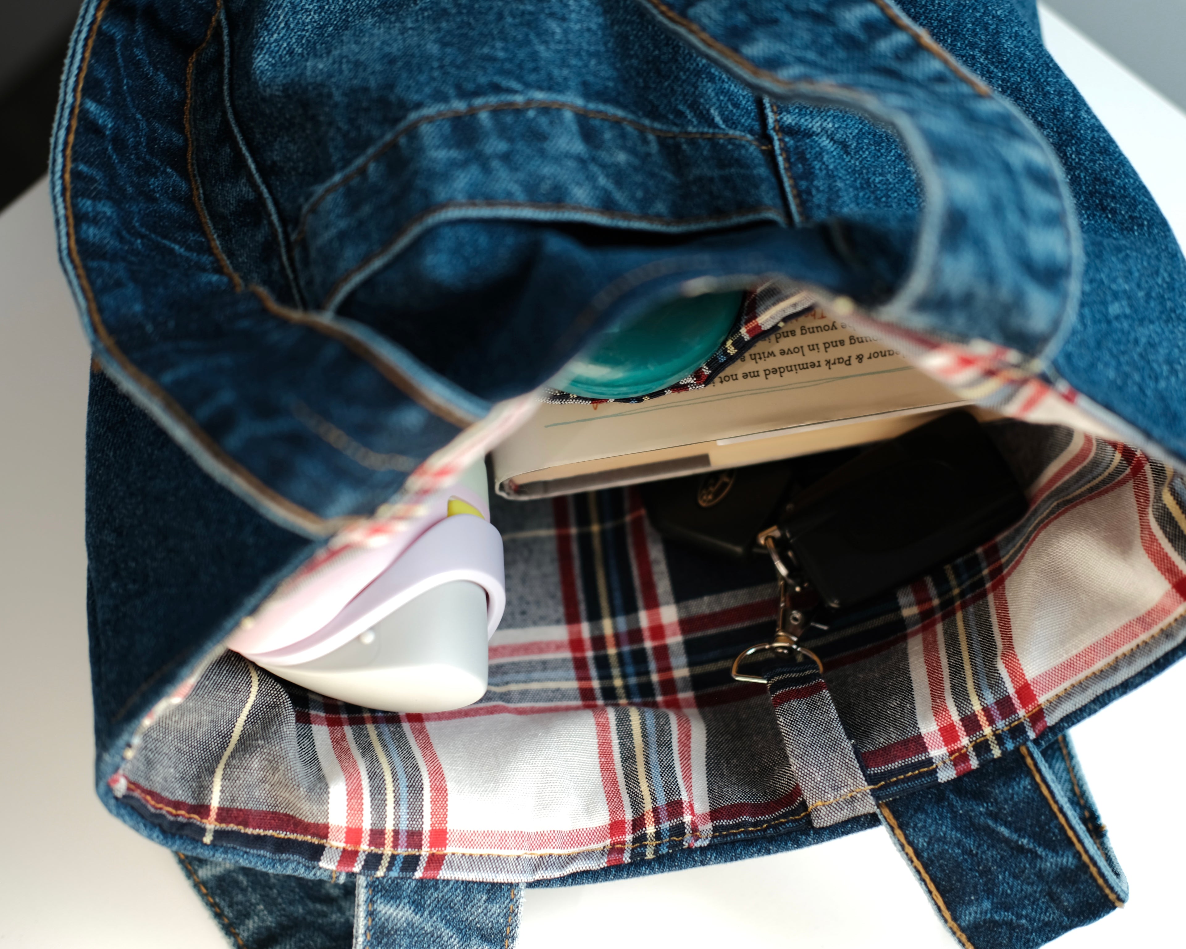 Upcycled denim handbag + star charm