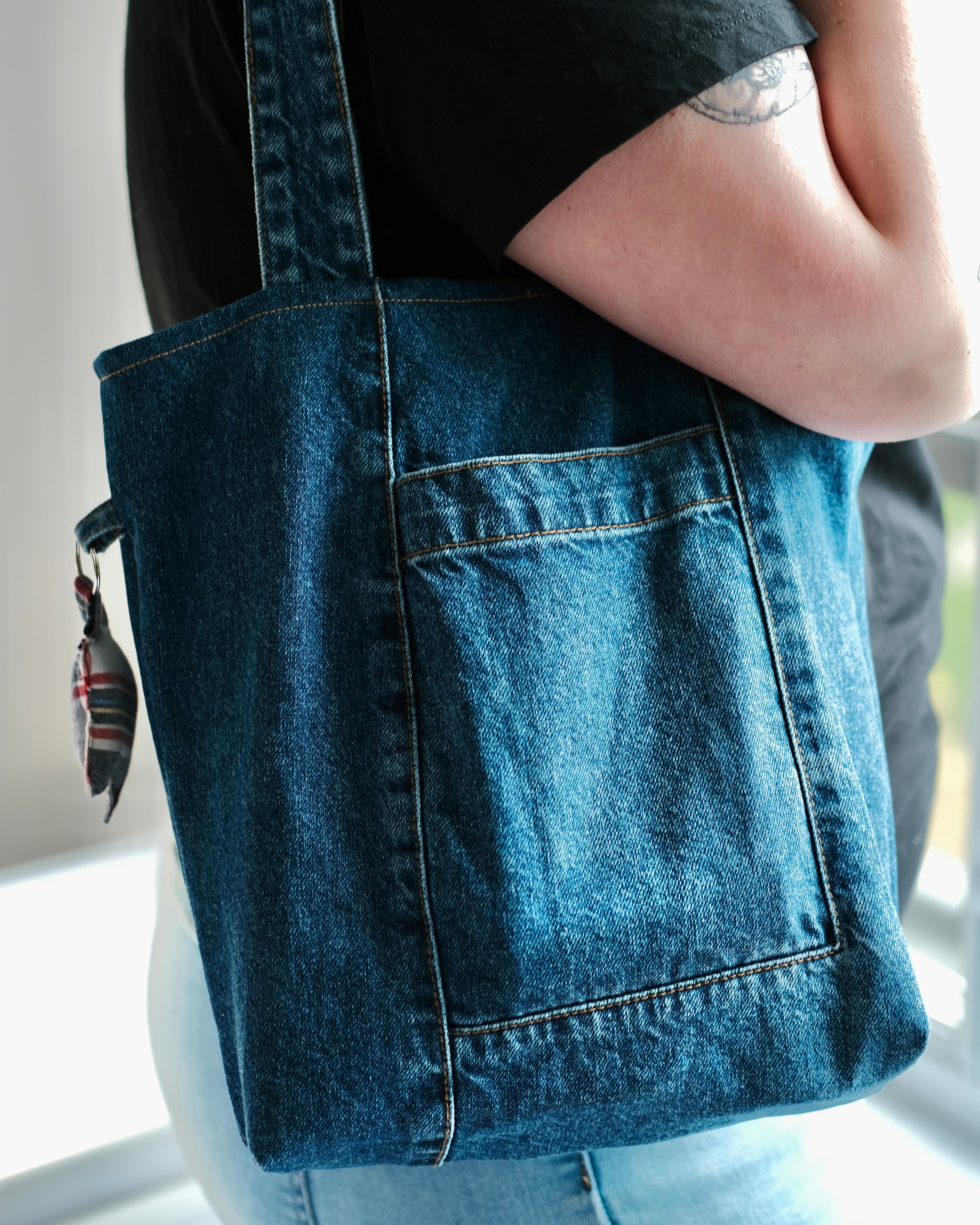Upcycled denim handbag + star charm