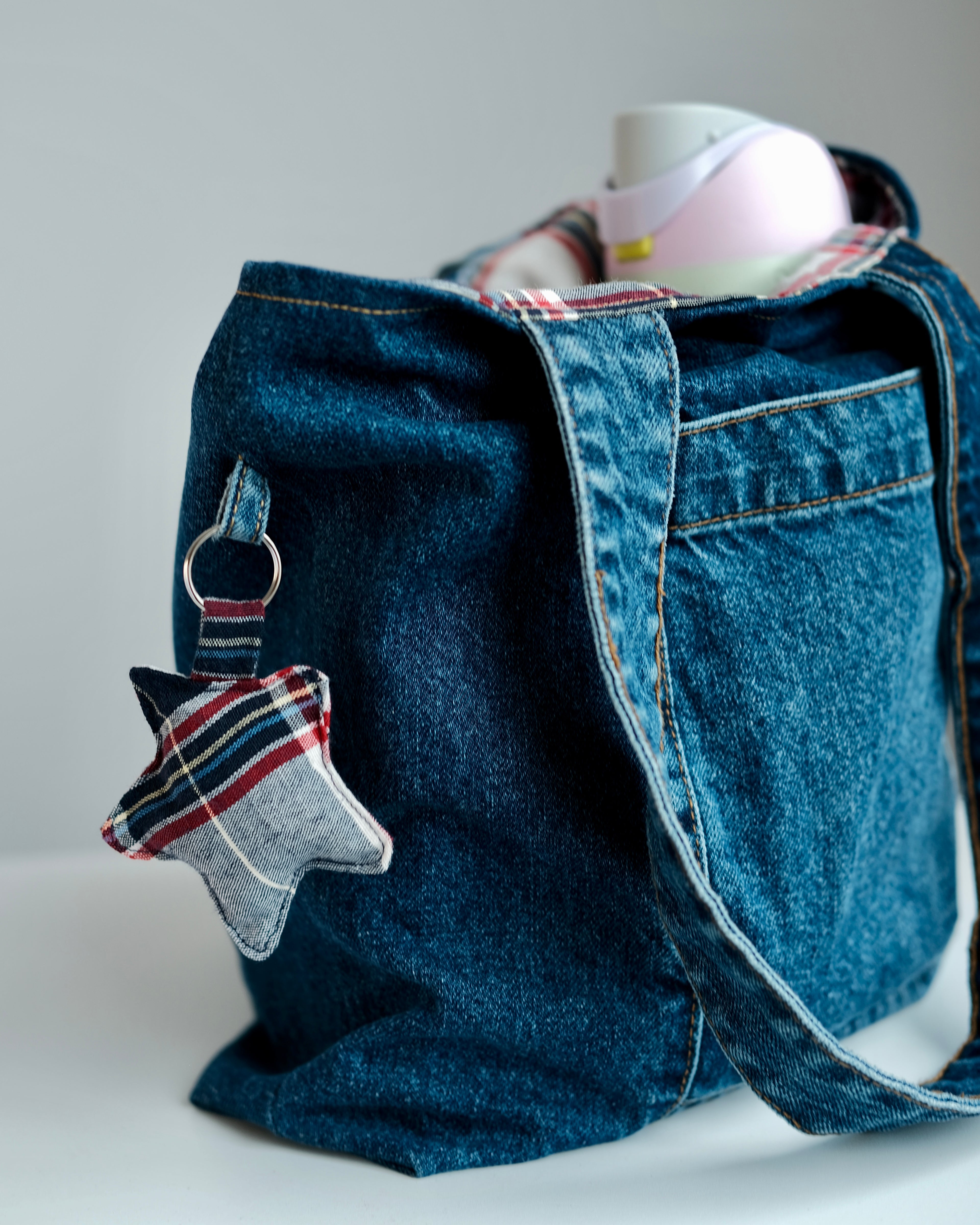 Upcycled denim handbag + star charm
