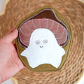 Forest Friend Marcel the Mushroom Coaster, Brown and White on Dark Green Background