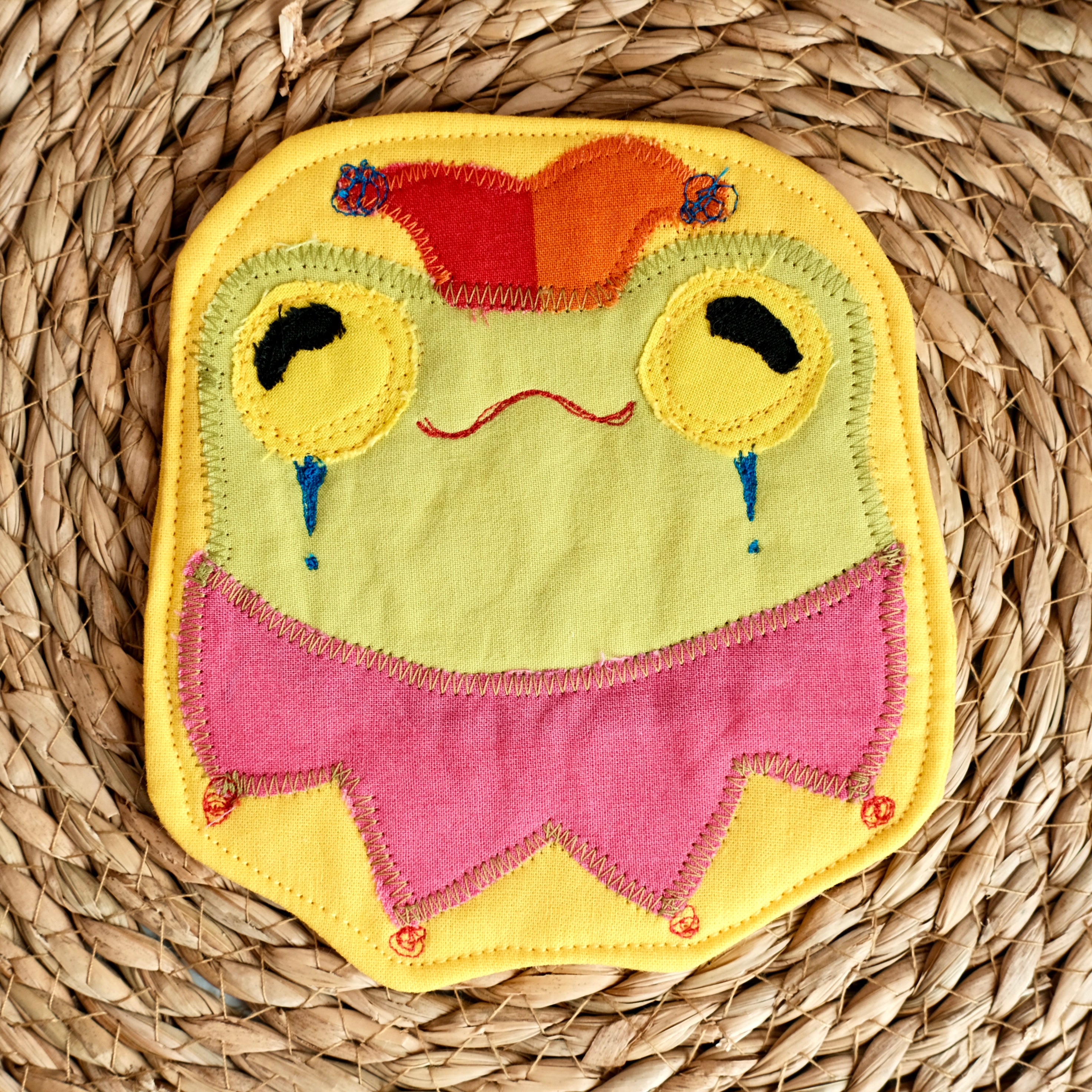 Sous-verre Clownimal Lucille la grenouille sur fond jaune