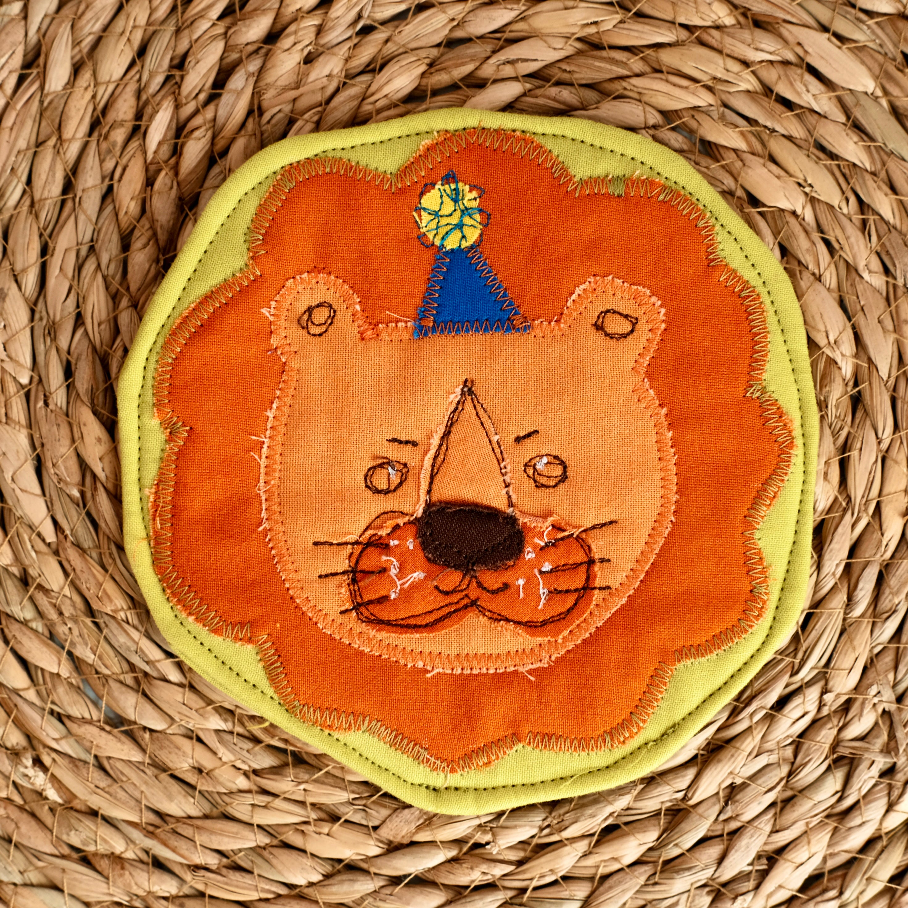 Sous-verre Clownimal Balthazar le lion sur fond chartreuse