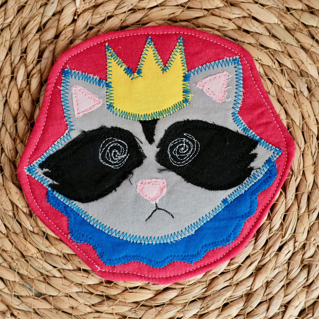 Clownimal Gaston Prince of the Dumpster Coaster, Fuschia Background (blue collar)