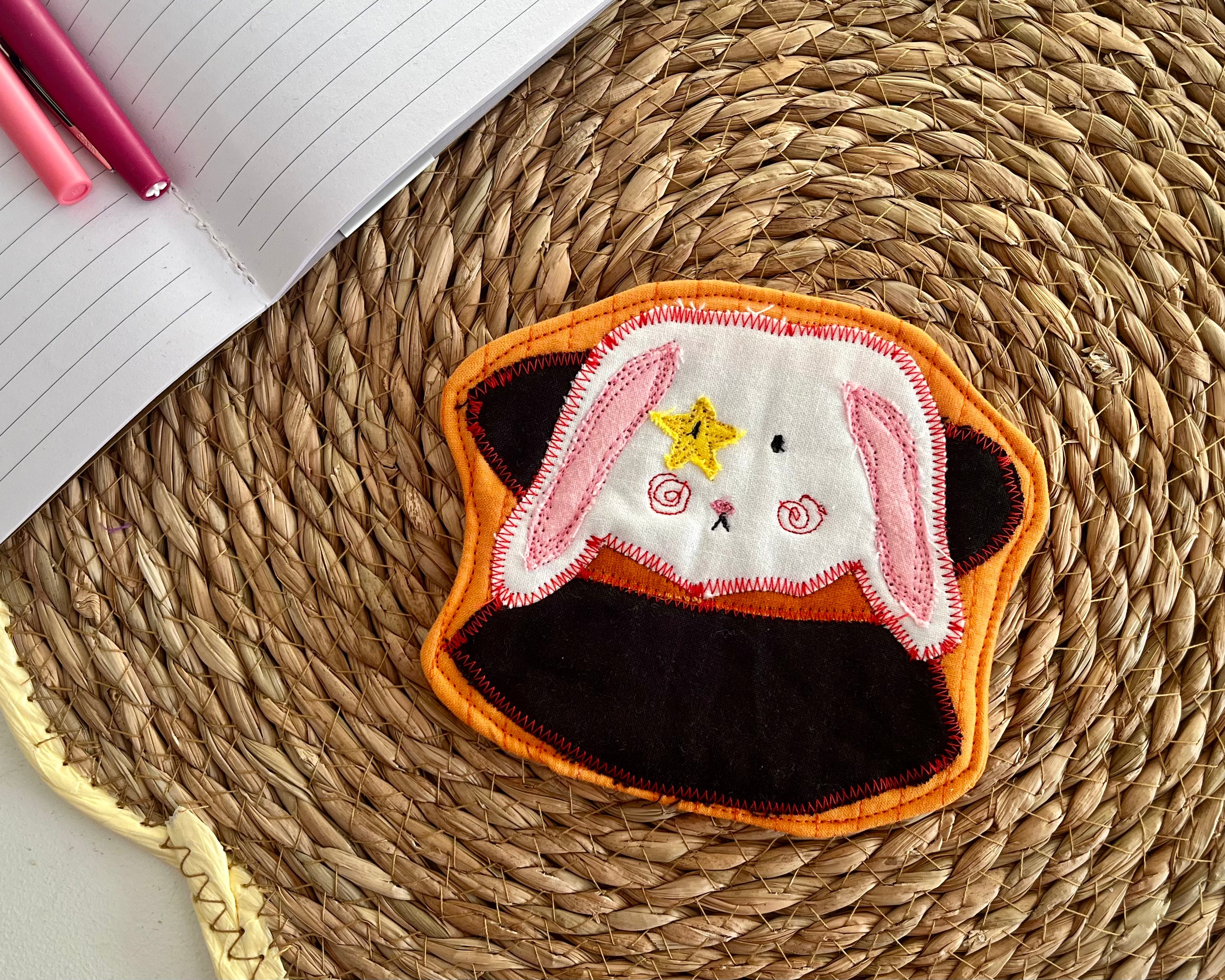 Sous-verre Clownimal Boris le lapin magicien sur fond orange