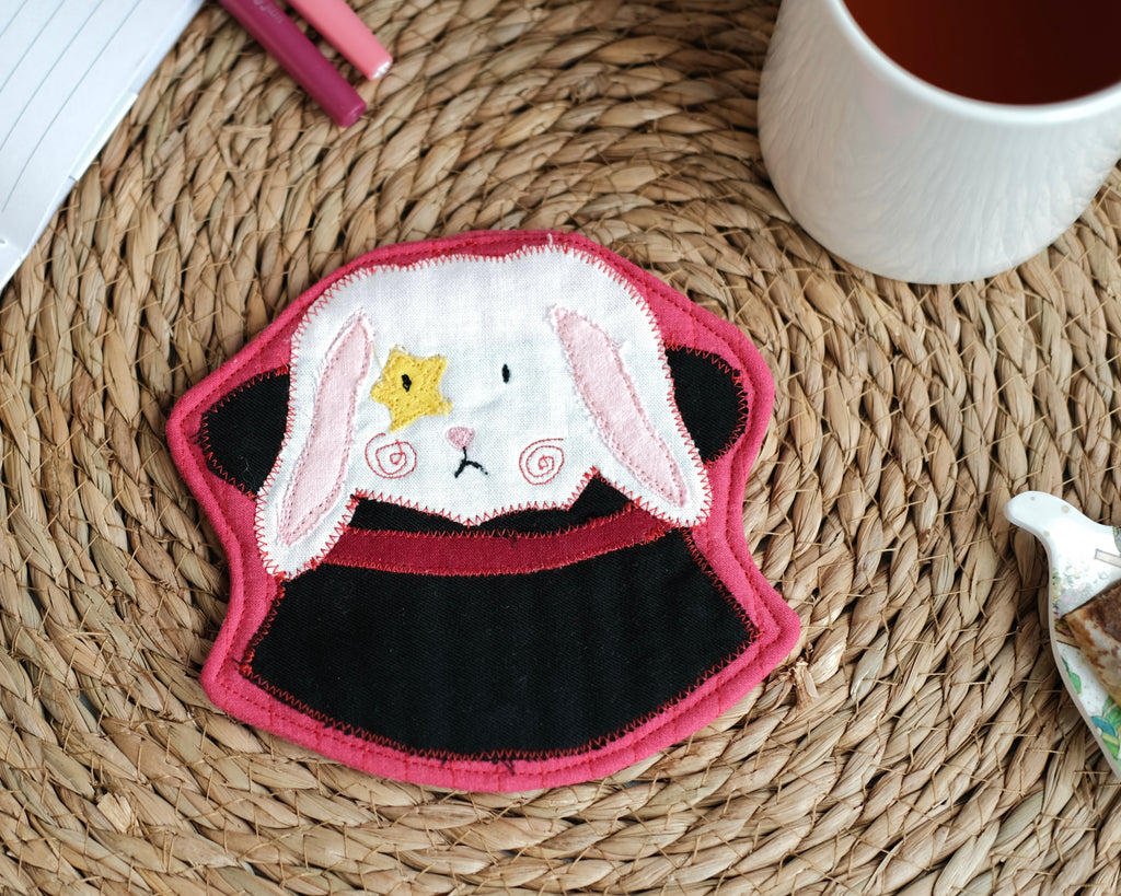 Clownimal Boris the Magician Bunny Coaster, Orange Background