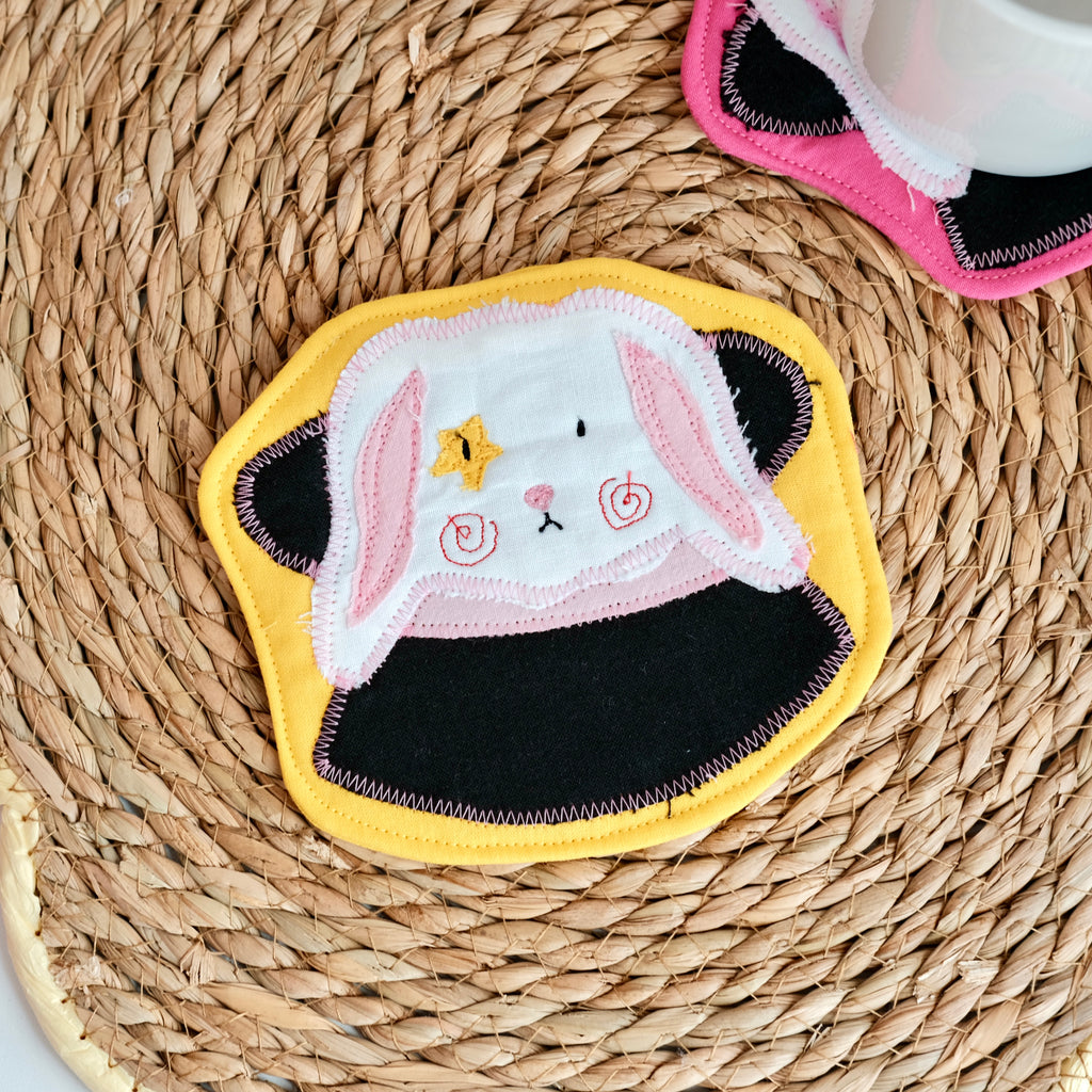 Clownimal Boris the Magician Bunny Coaster, Yellow Background