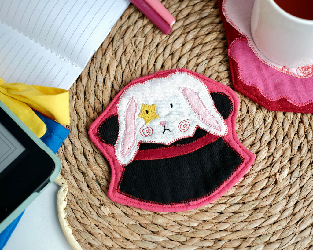 Clownimal Boris the Magician Bunny Coaster, Orange Background