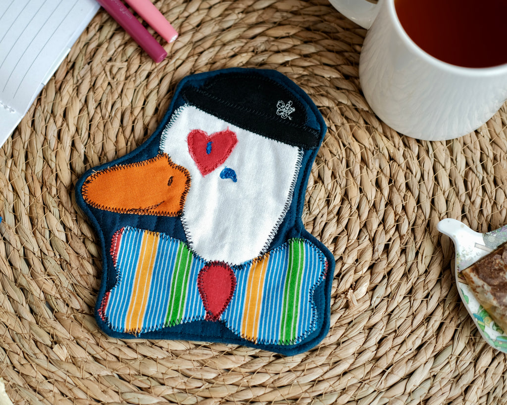 Sous-verre Clownimal Louis l’oie sur fond bleu marin