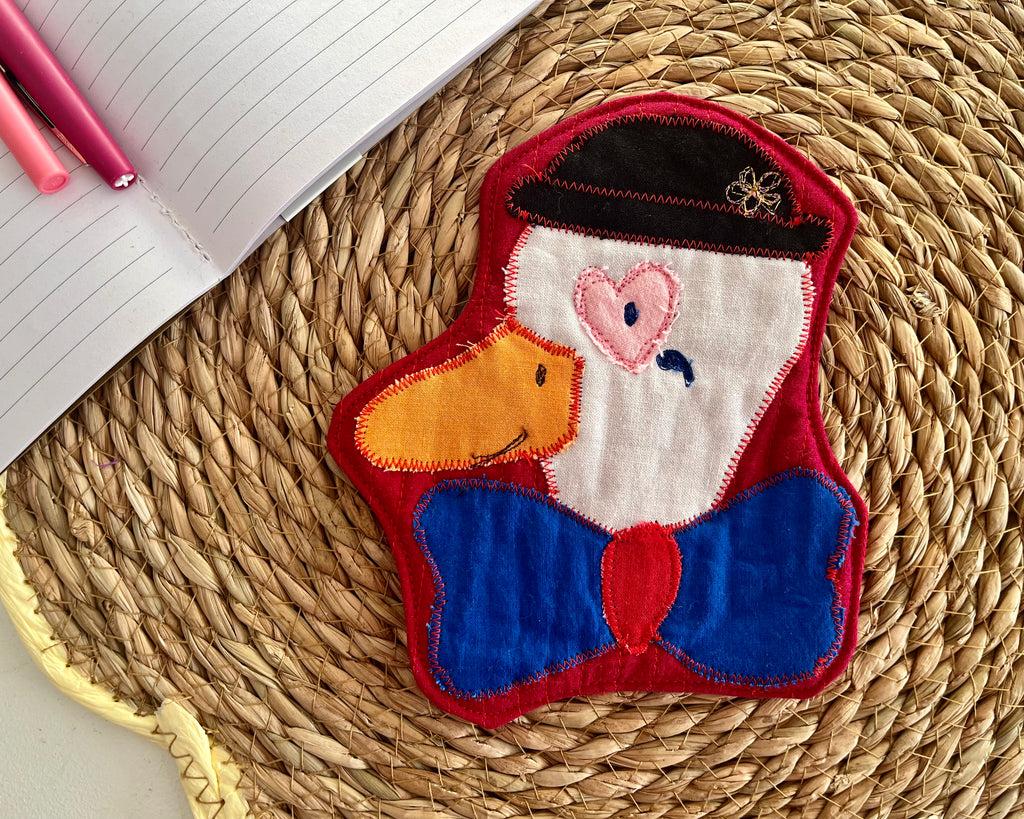Clownimal Louis the Goose Coaster, Dark Red Background