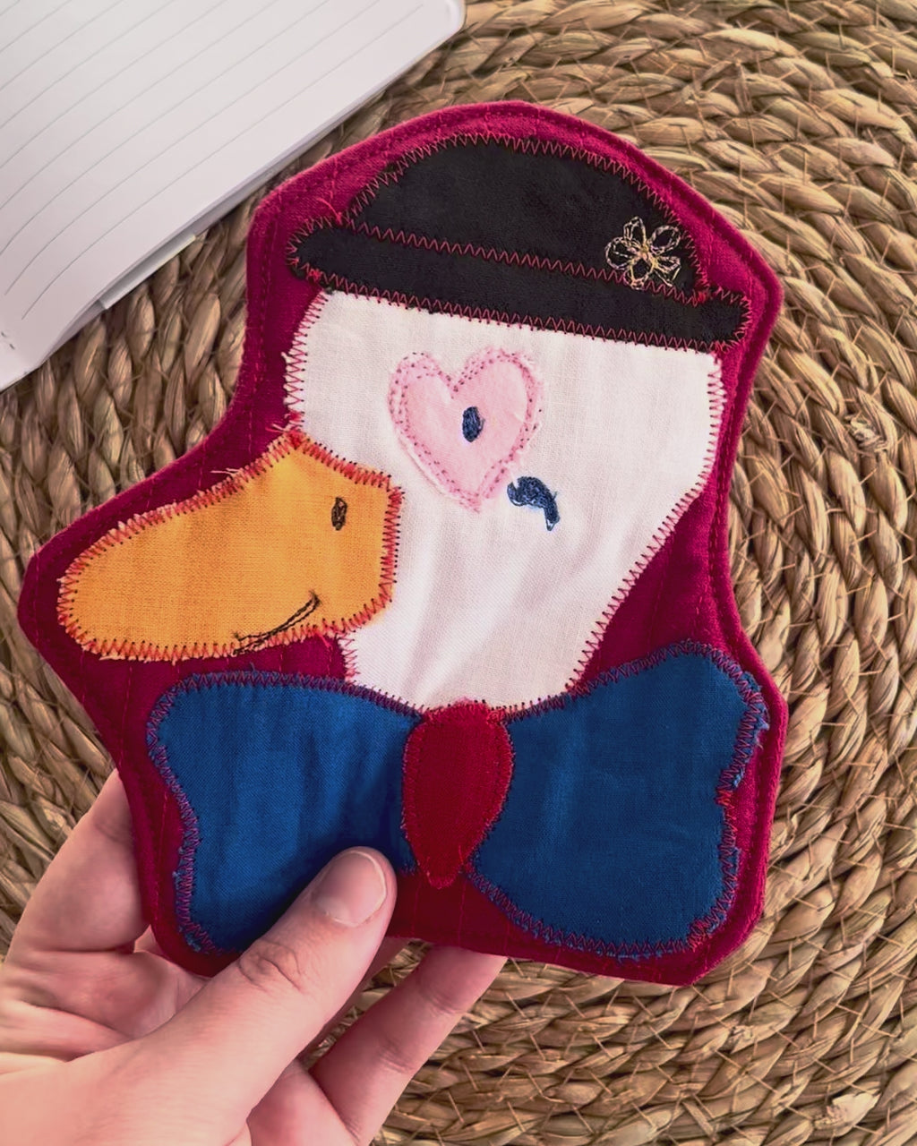 Clownimal Louis the Goose Coaster, Dark Red Background
